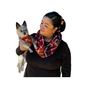 Autumn‎ Plaid Matching Dog Bandana & Infinity Scarf Set Pet Owner Fall Winter
